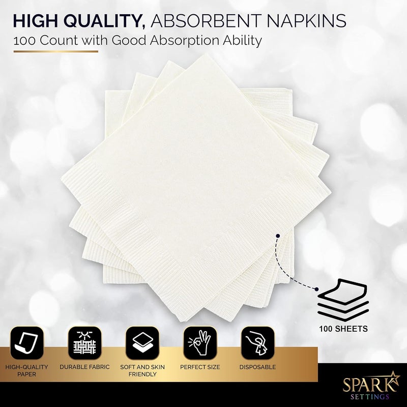 Amcrate 100 Pack White Beverage Napkins, Big Party Pack, 2 Ply, Ideal for Wedding, Party, Birthday, Dinner, Lunch, Cocktails. (5” x 5”) by - Image 4